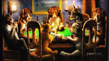 動物 Painting - ポーカーをする犬 おどけたユーモア ペット